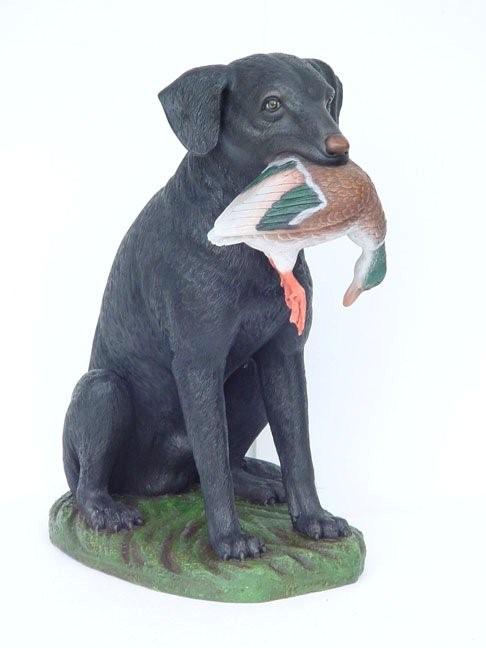 Black Labrador with Duck in Mouth